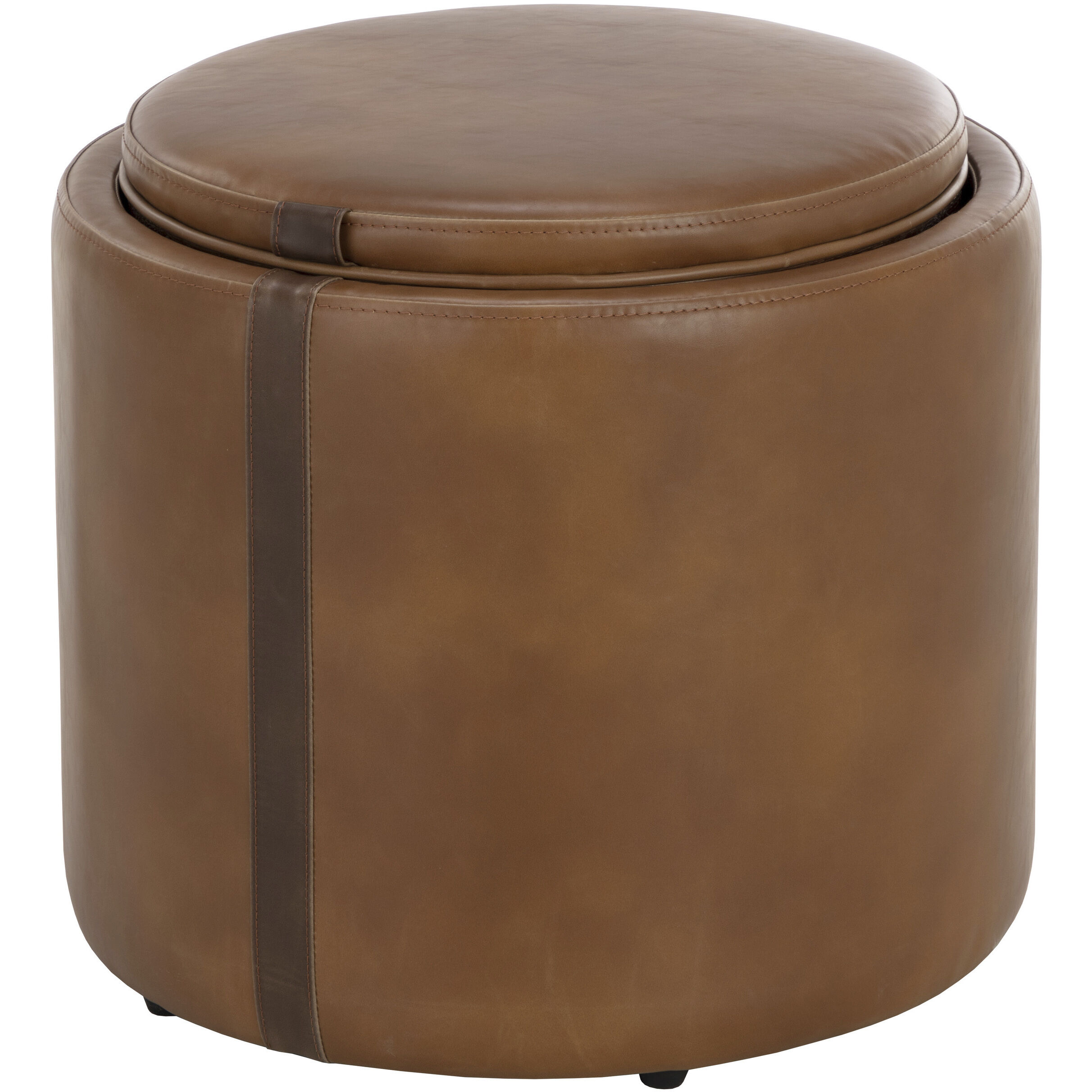 Borelli 17.75 inch Tobacco Tan / Autumn Chestnut Storage Ottoman